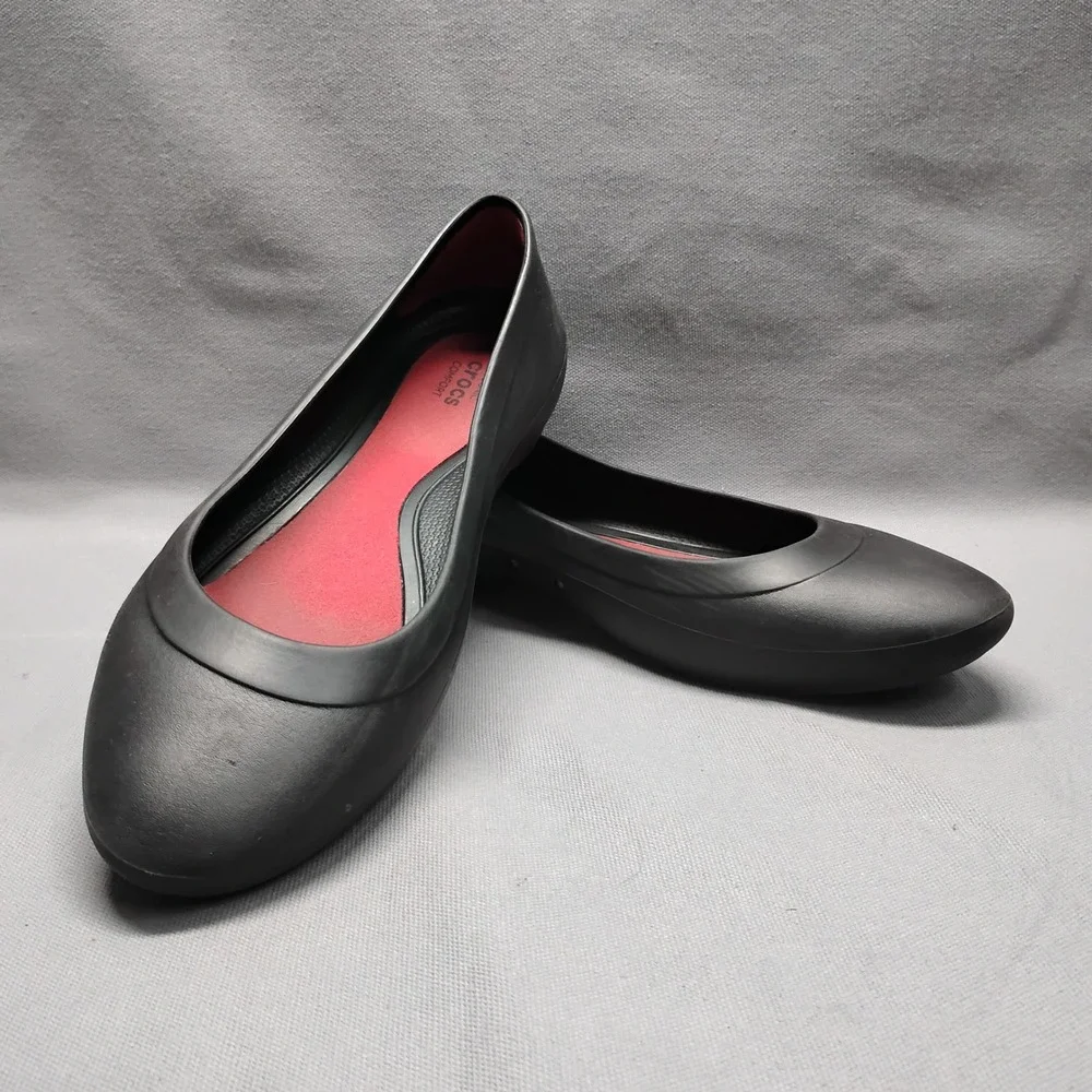 Crocs Womens Sienna Flat Black Comfort Ballet Shoes Size 8